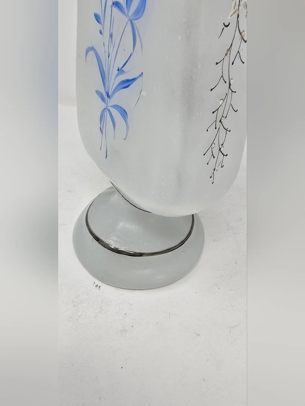 Vtg 1970s white satin glass vase square nature Chinese Japanese oriental - Picture 9 of 9